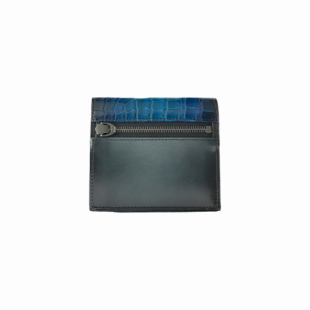 YCA122 クロコダイルコンビ 薄型二つ折り財布