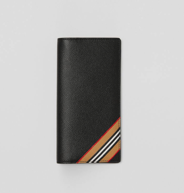 Icon Stripe Print Grainy Leather Continental Wallet